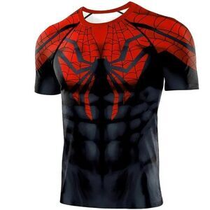 3D Super Hero Spider T- Shirt Short Sleeve T- Shirt for Sport Exercise Cosplay
